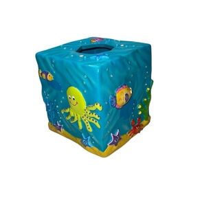 SKL Under Water Ocean Sea Creatures Blue Tissue Box Holder Kids Bathroom